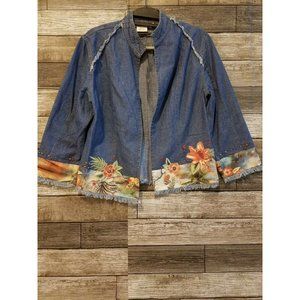 Nancy Bolen WOMEN'S sz 4 Embellished denim Jacket blue  cotton